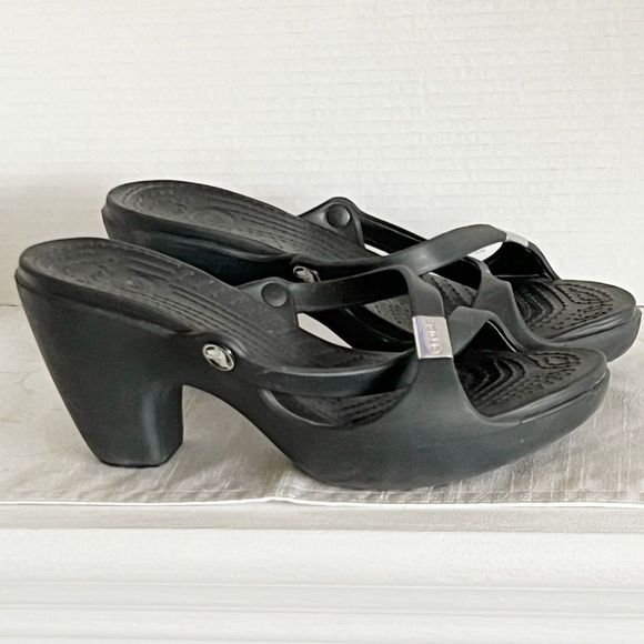Crocs Cyprus Heel Strappy Black Platform Sandal Women's Sz 10 *Host Pick* - Picture 1 of 6